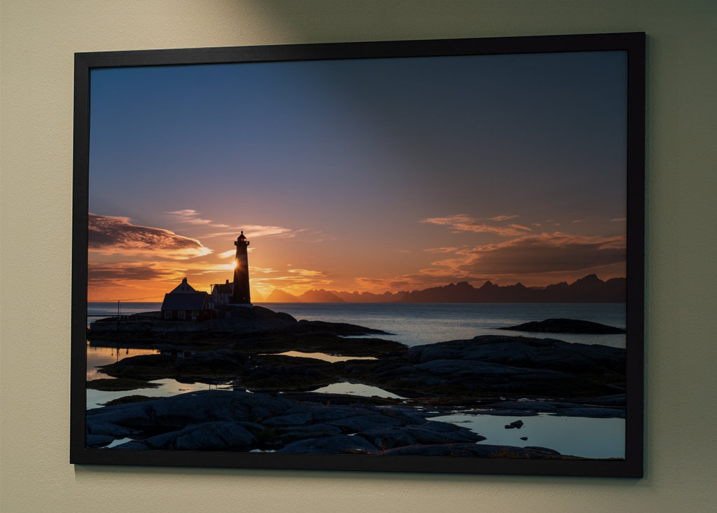 Leuchtturm von Tranöy bei Sonnenuntergang