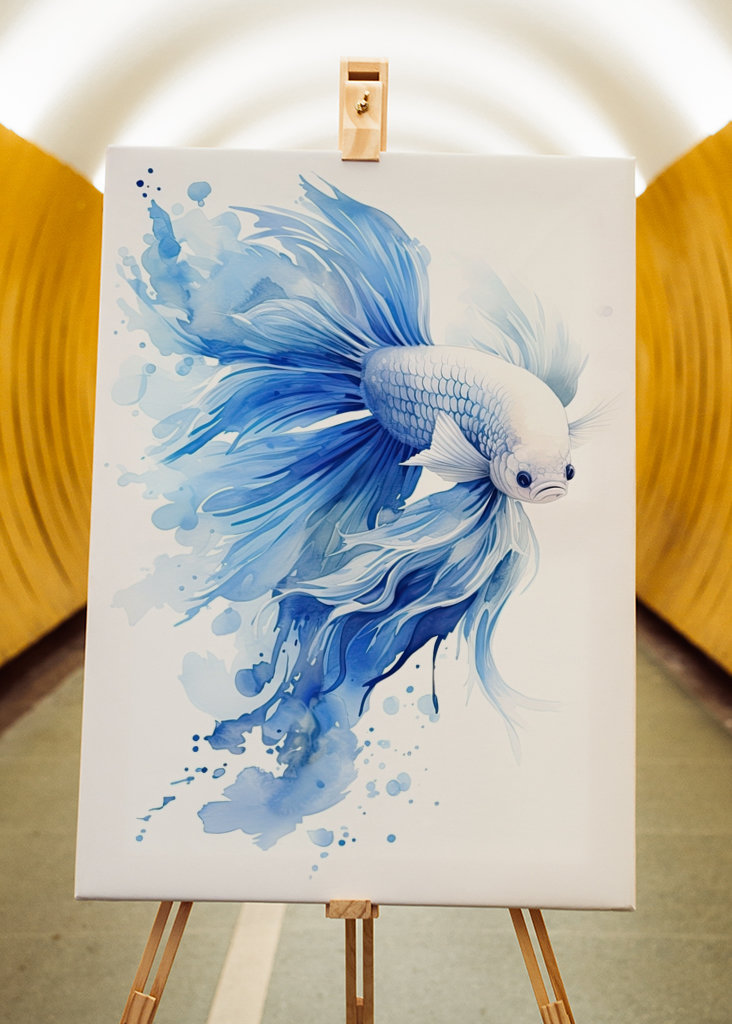 Blue Betta Fish Watercolor