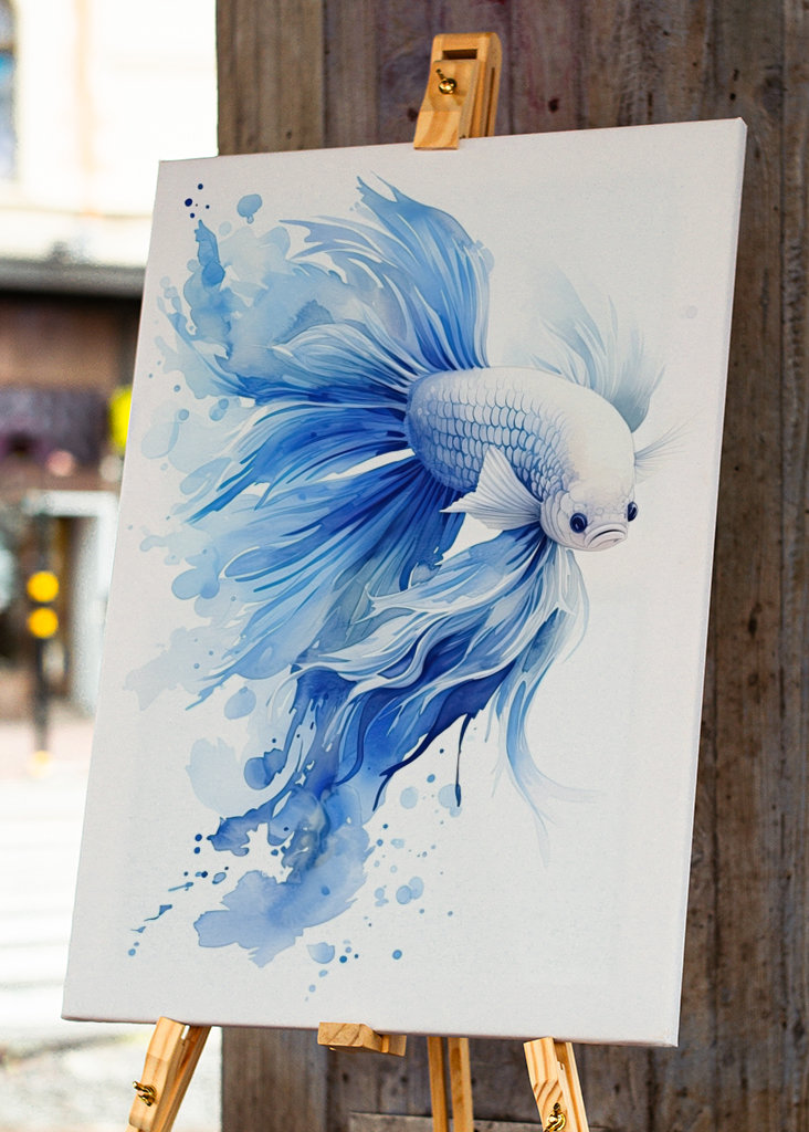 Blue Betta Fish Watercolor