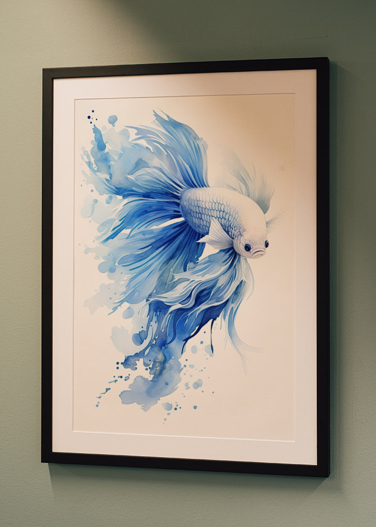 Blue Betta Fish Watercolor