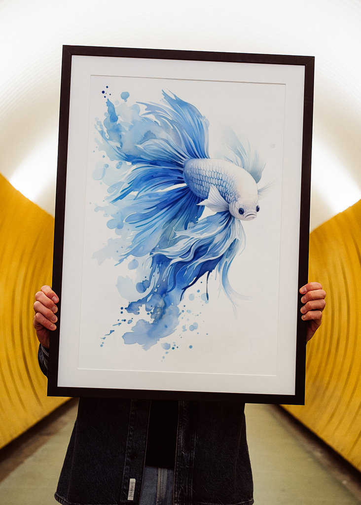 Blue Betta Fish Watercolor