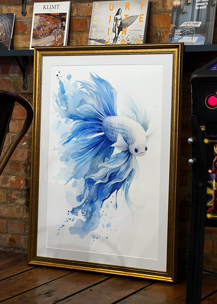 Blue Betta Fish Watercolor