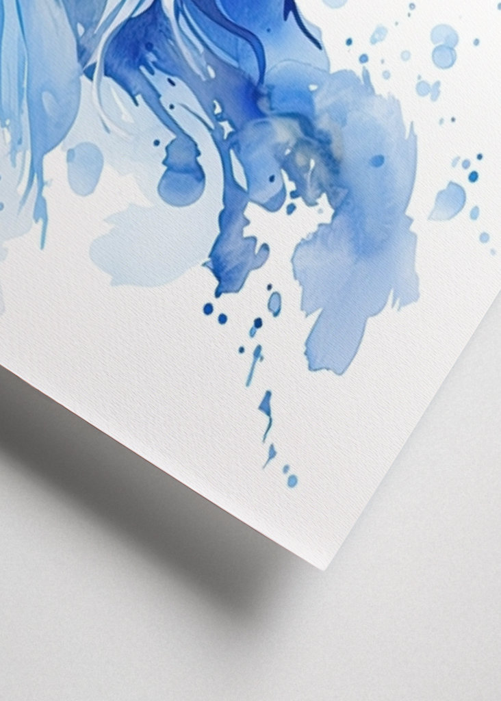 Blue Betta Fish Watercolor