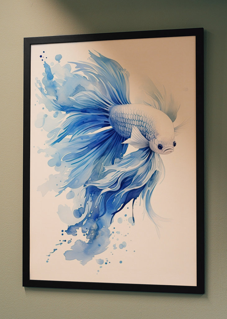 Blue Betta Fish Watercolor