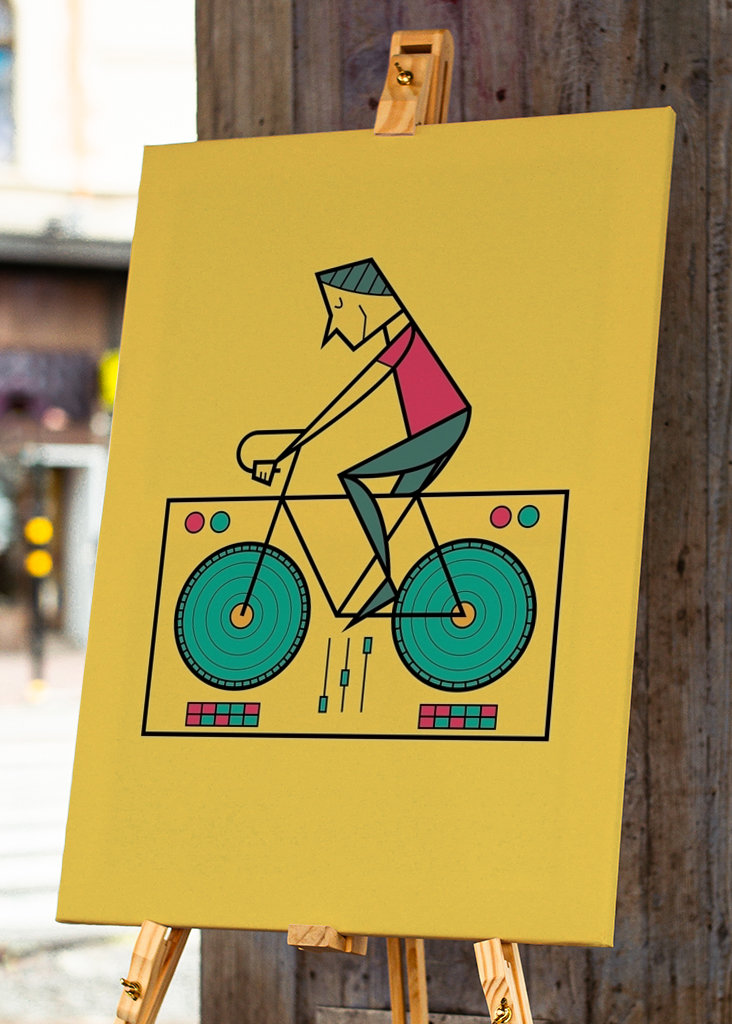 fiets techno line art