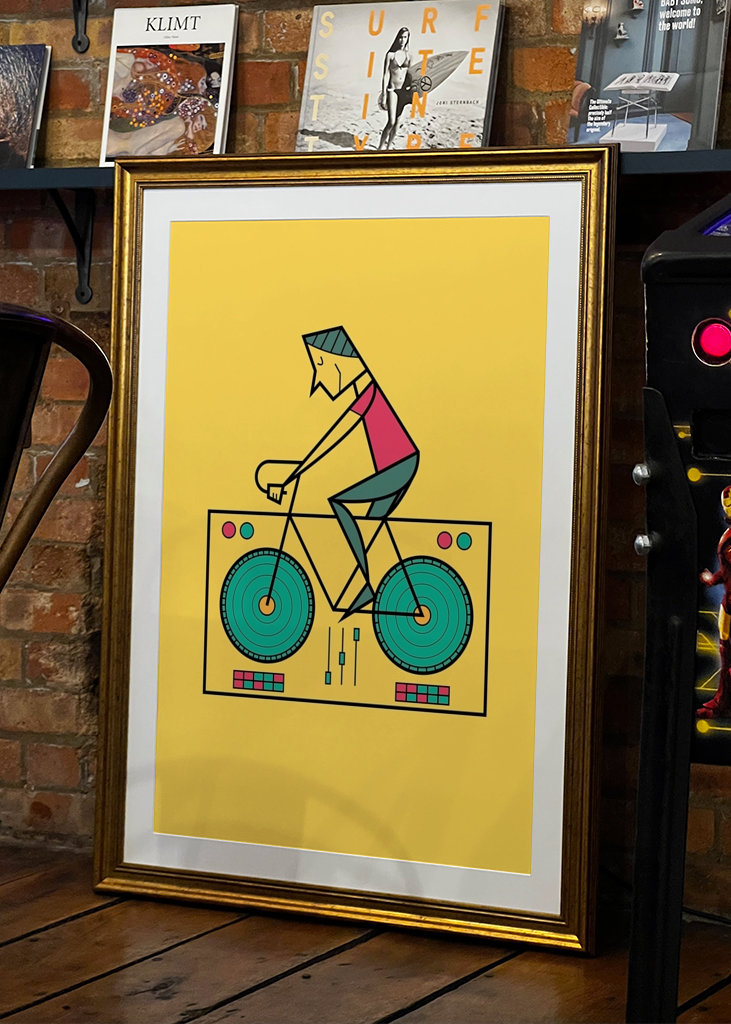 fiets techno line art