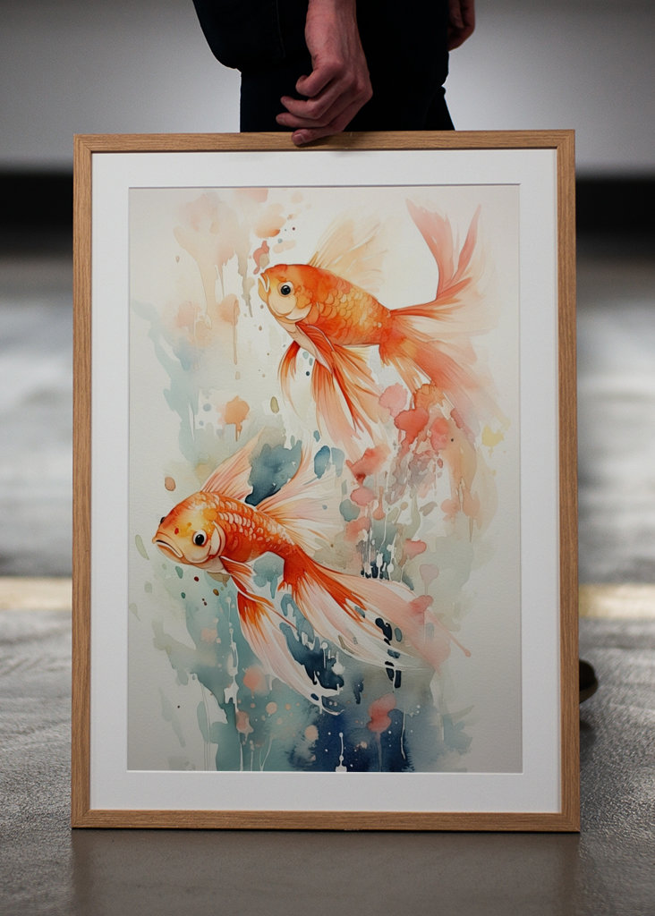 Acquerello di pesci rossi