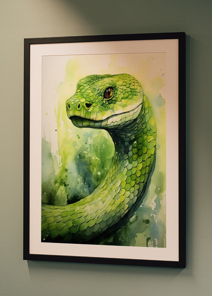 Green Snake Watercolor