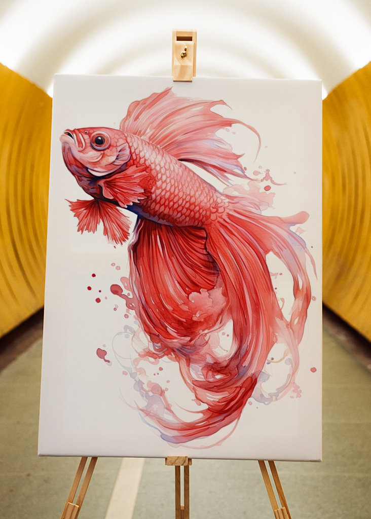 Red Betta Fish Watercolor