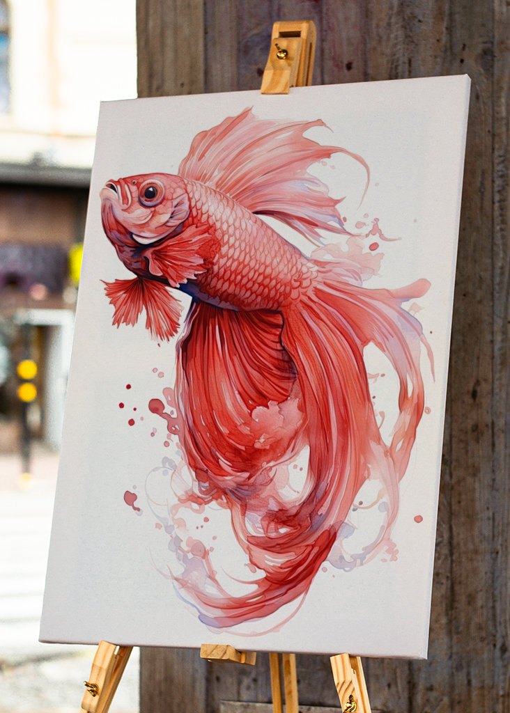 Red Betta Fish Watercolor