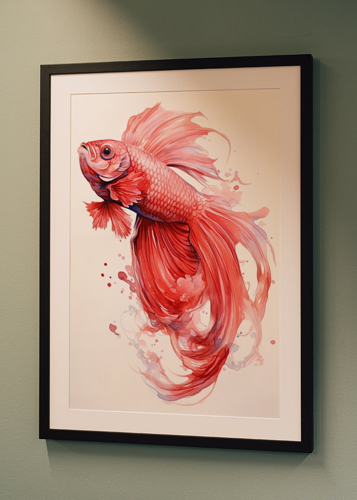 Red Betta Fish Watercolor