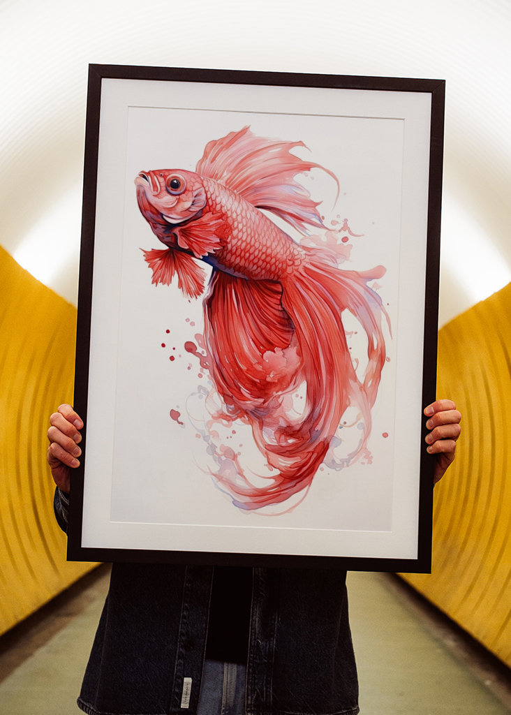 Red Betta Fish Watercolor
