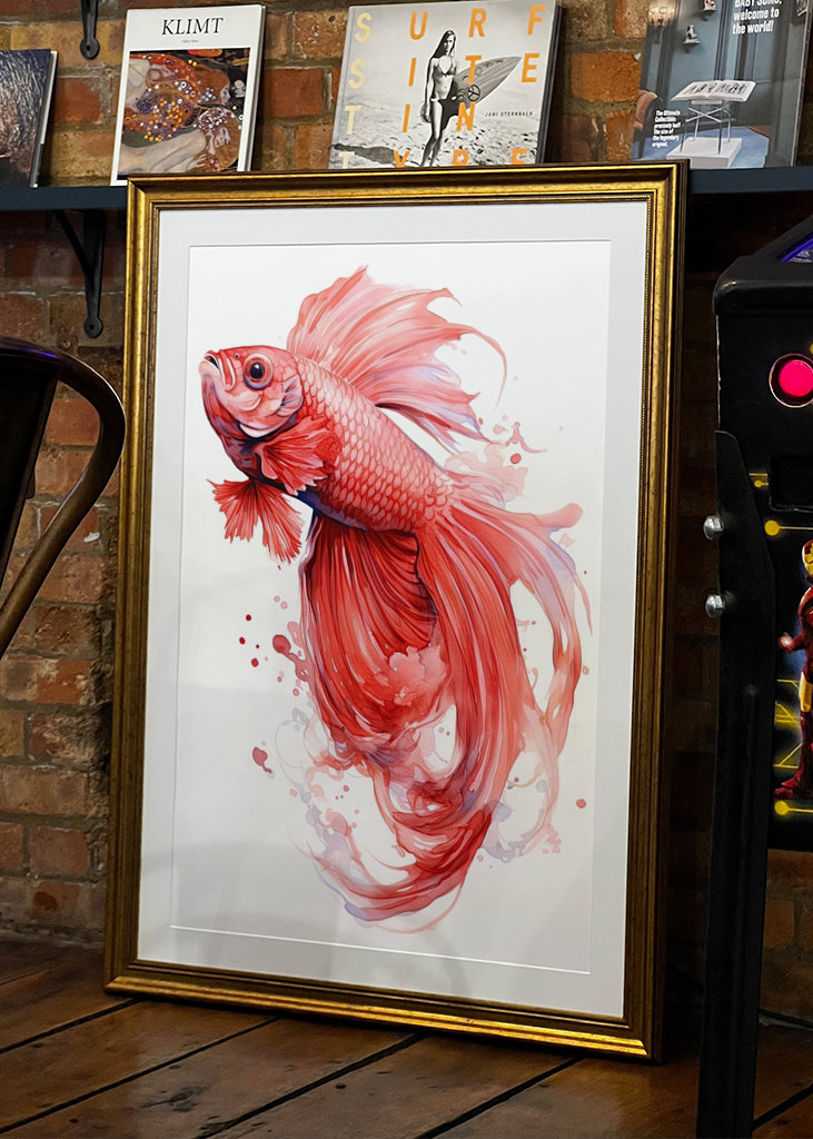 Red Betta Fish Watercolor