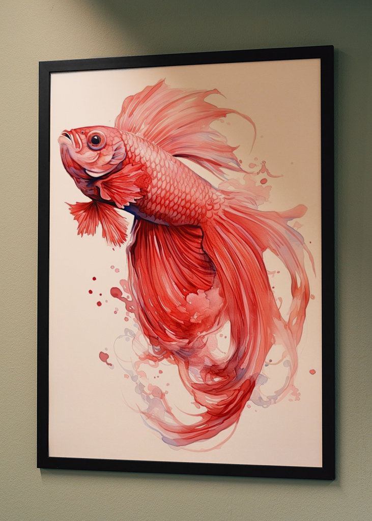 Red Betta Fish Watercolor