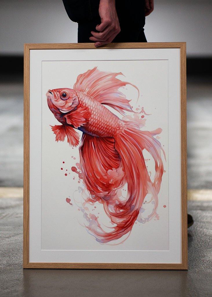 Red Betta Fish Watercolor