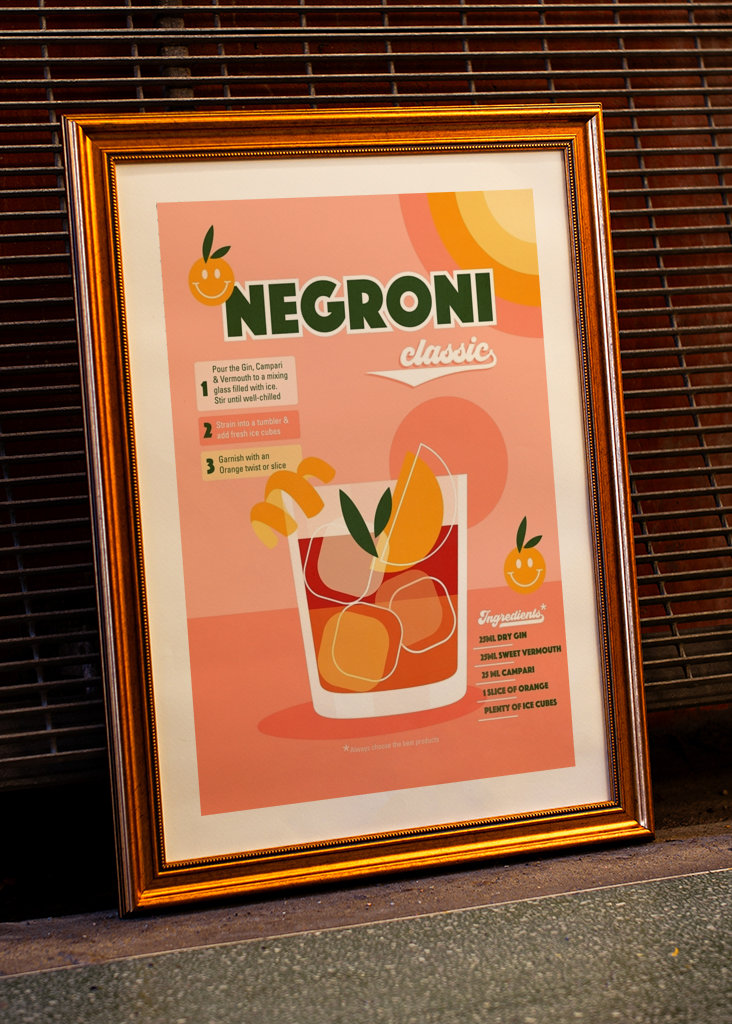 Retro Negroni Cocktail Peachy