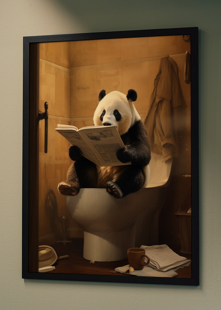 Panda Bear Reading A Newspaper