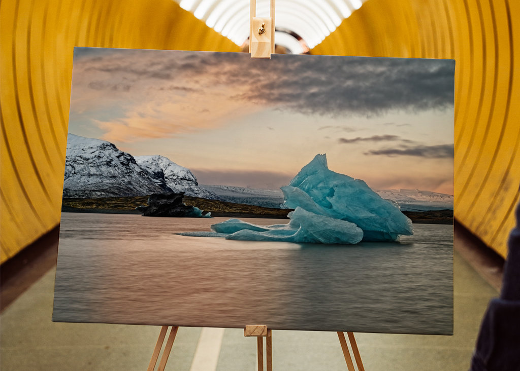 Blue iceberg in evening light