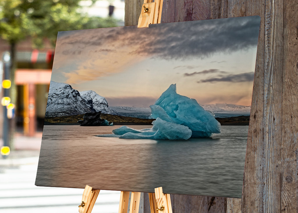 Blue iceberg in evening light