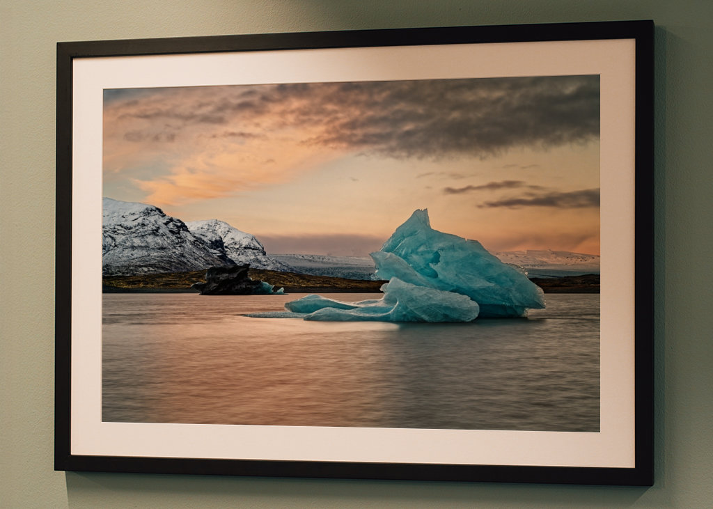 Blue iceberg in evening light