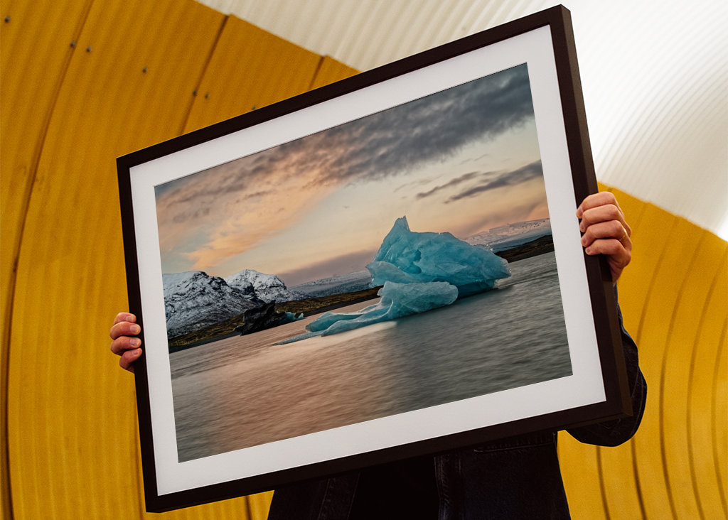 Blue iceberg in evening light