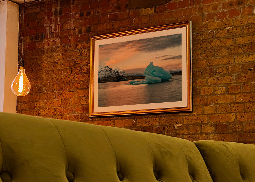 Blue iceberg in evening light