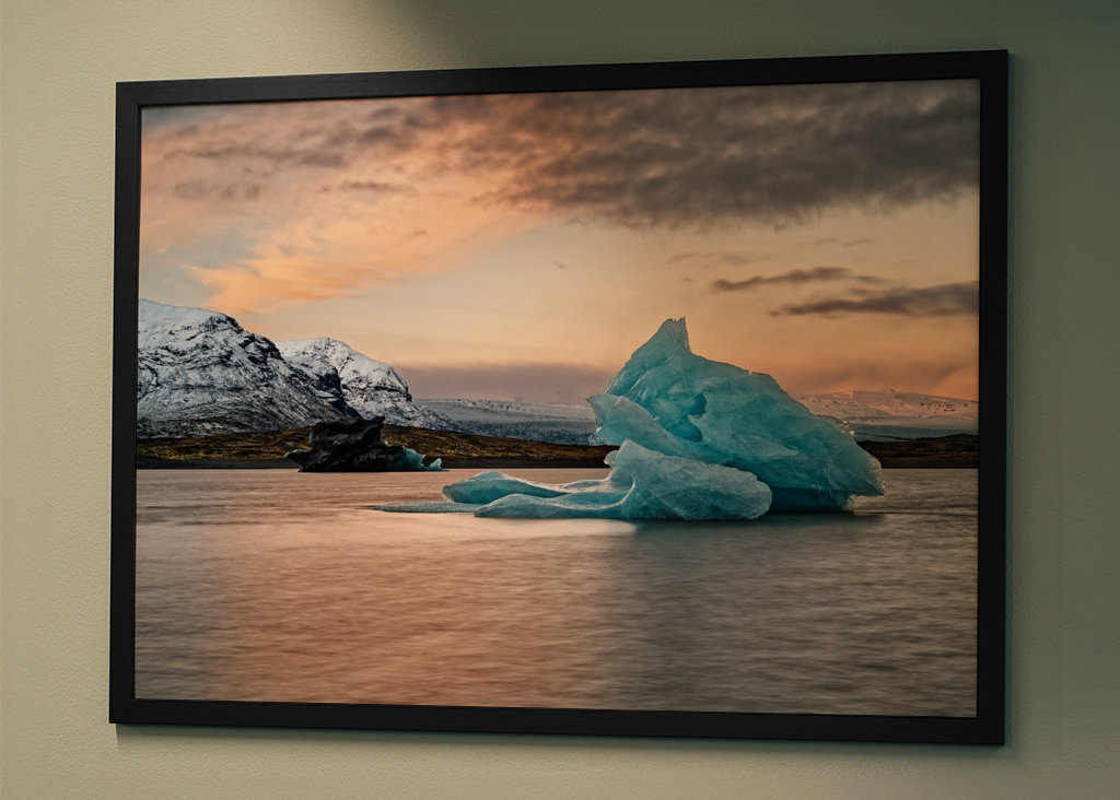 Blue iceberg in evening light