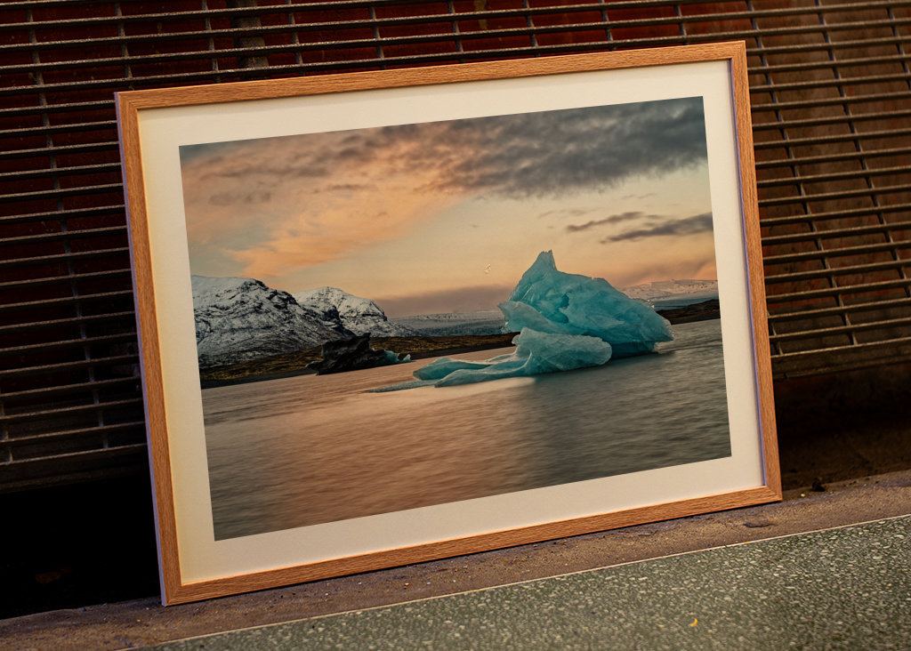 Blue iceberg in evening light