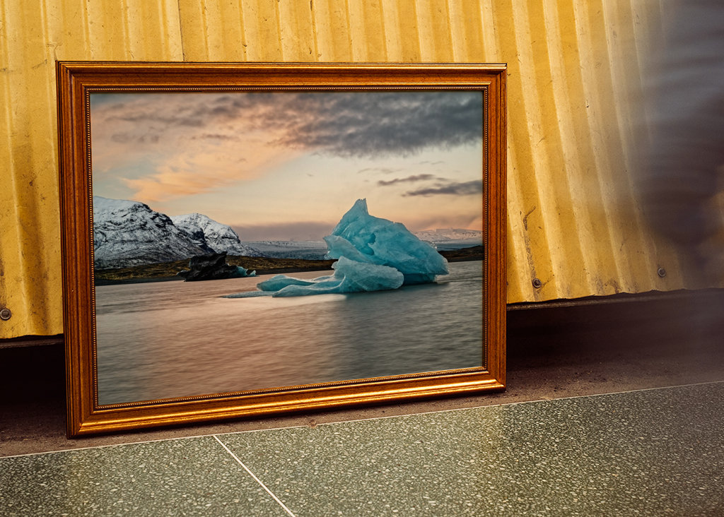 Blue iceberg in evening light