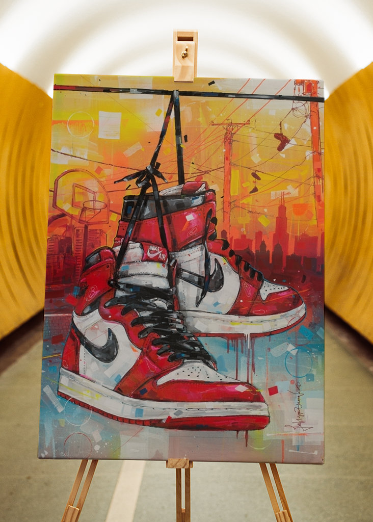 Air Jordan 1 Chicago painting.