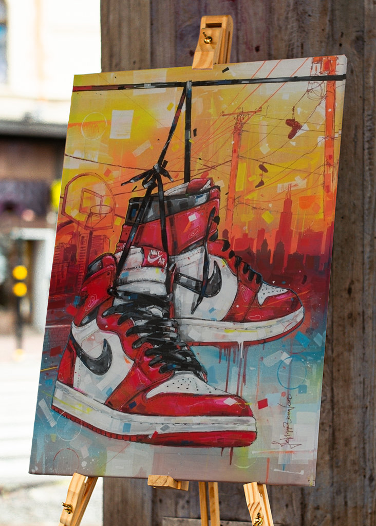 Air Jordan 1 Chicago painting.