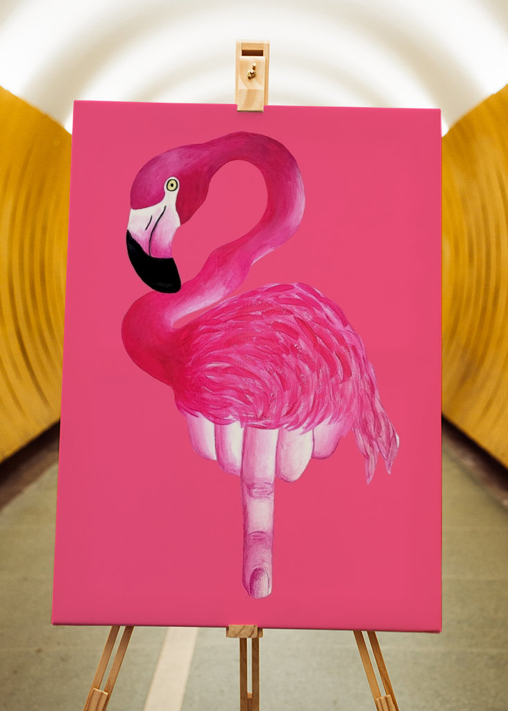 Lyserød sur flamingo