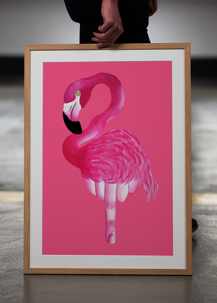 Lyserød sur flamingo