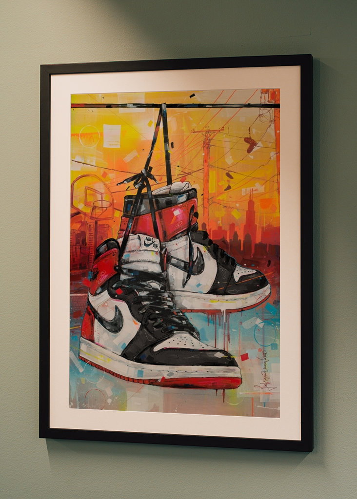  Jordan 1 schwarze Zehenbemalung.