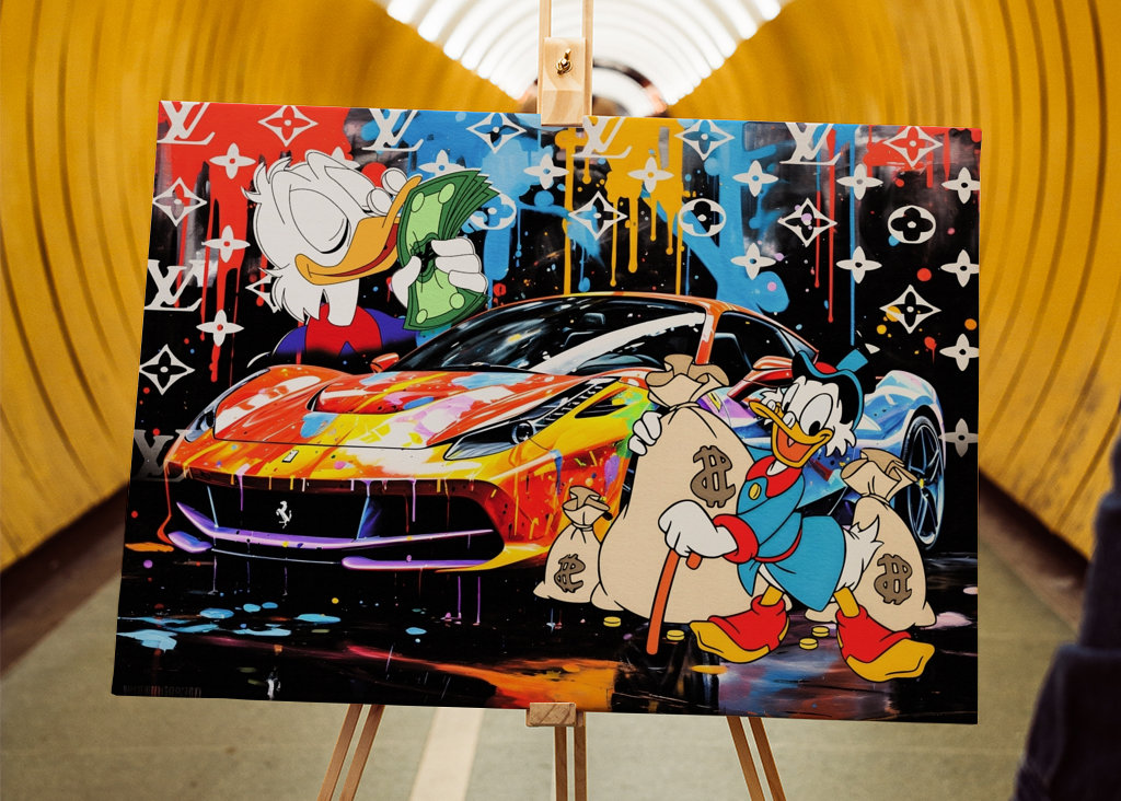 Pop Art Dagobert Duck Ferrari