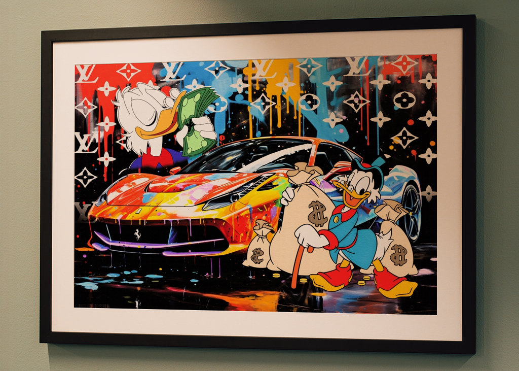 Pop Art Dagobert Duck Ferrari