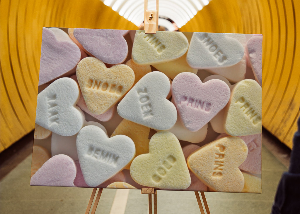 Kandiszuckerherzen in Pastell