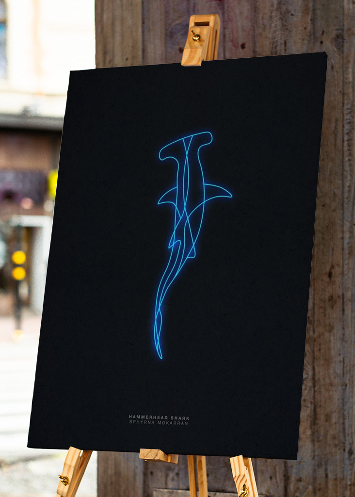 Neon Art Hammerhead Shark