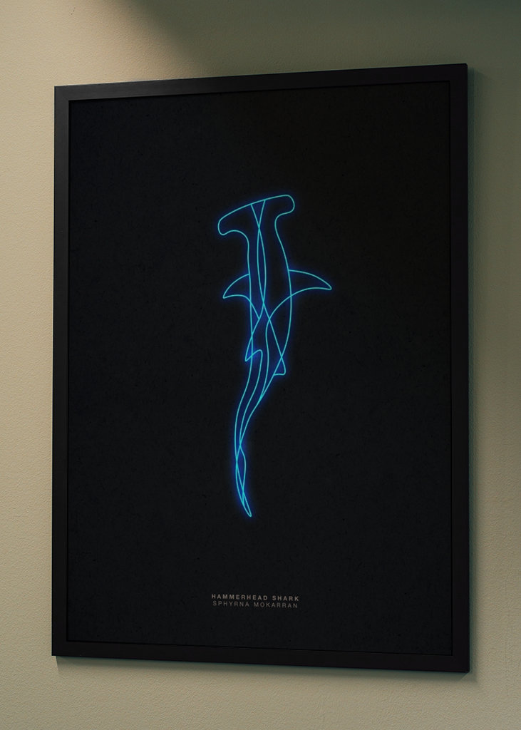 Neon Art Hammerhead Shark