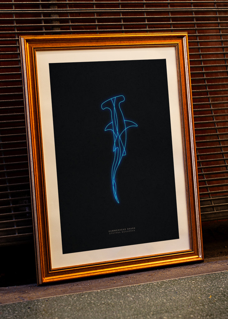 Neon Art Hammerhead Shark