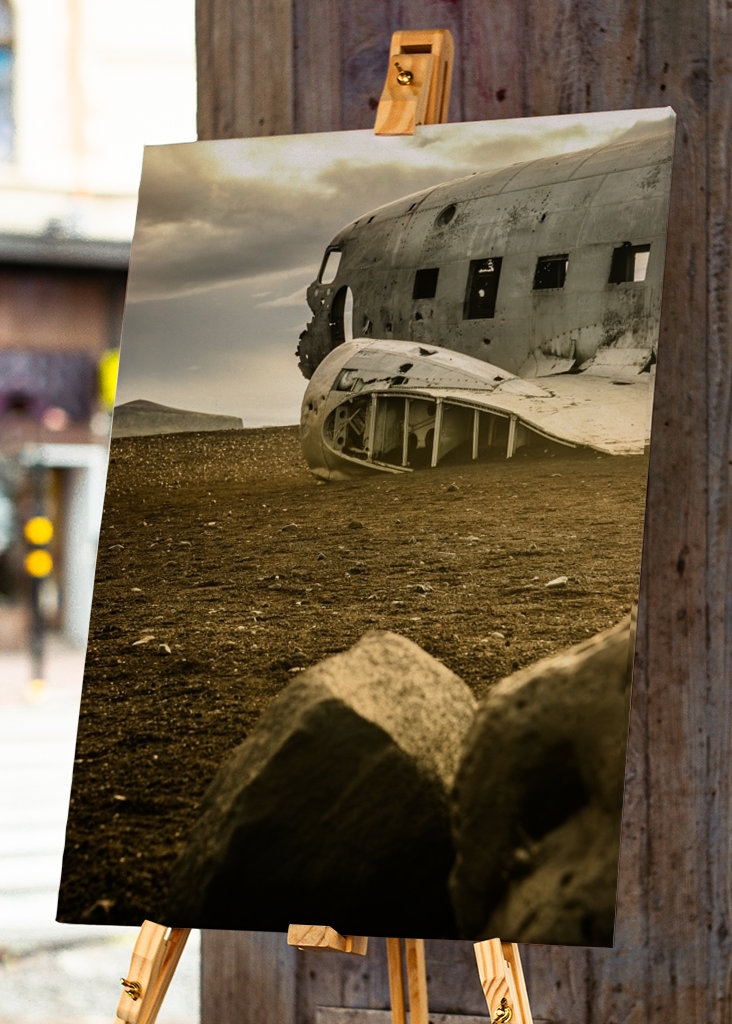 Flugzeugwrack am Strand Island