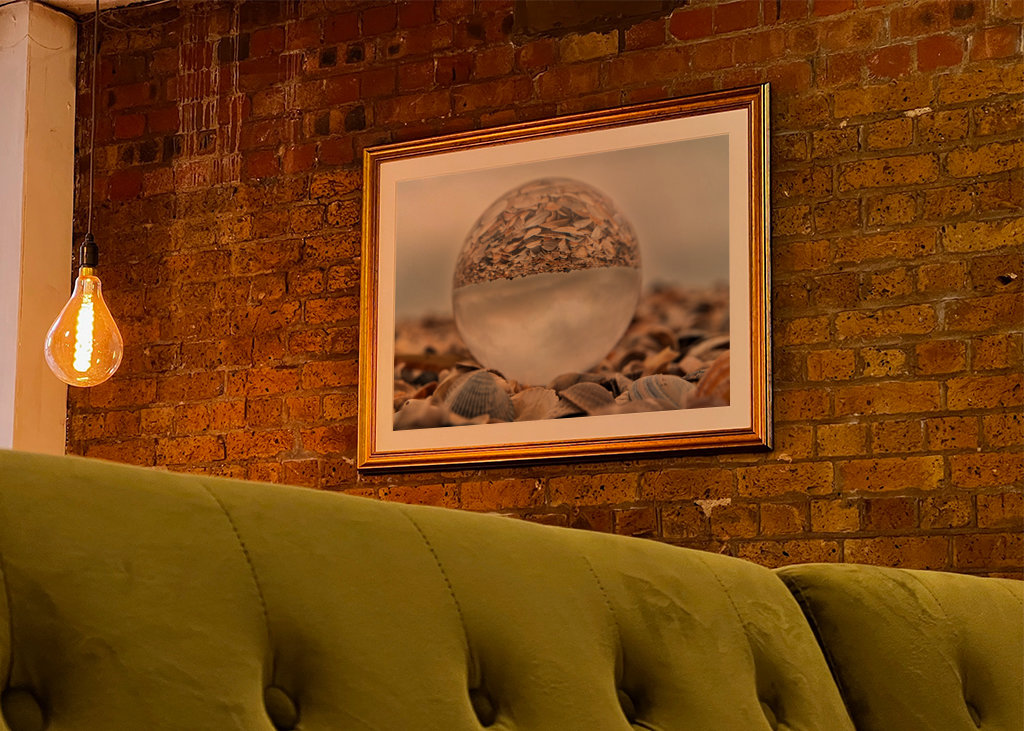 Glass ball in a pile of shells