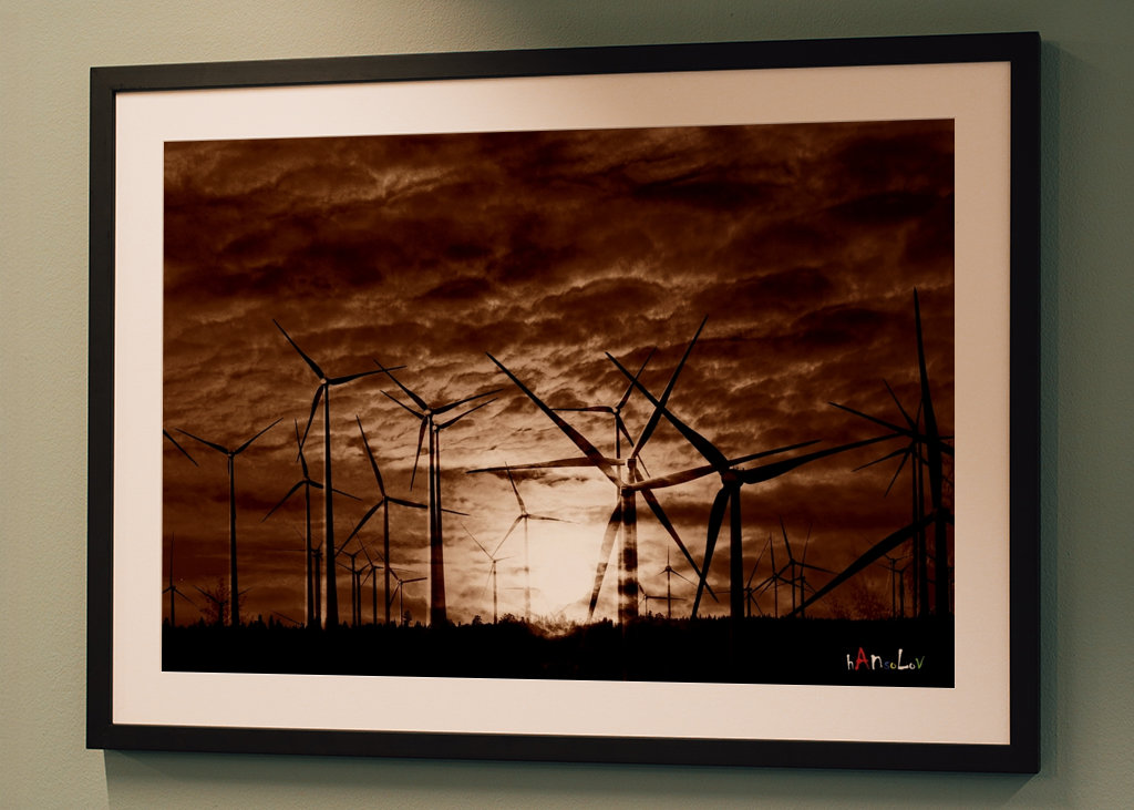 Veterná farma za súmraku