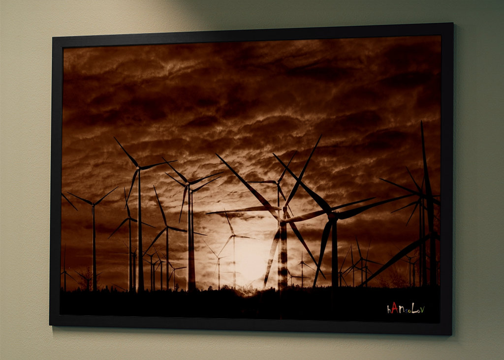 Veterná farma za súmraku