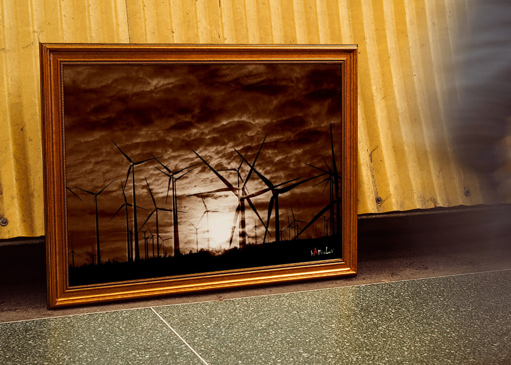 Veterná farma za súmraku