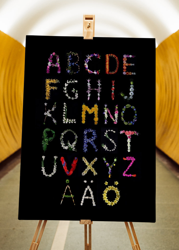 Alphabet created with flowers