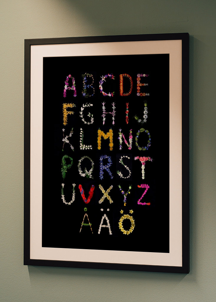 Alphabet created with flowers