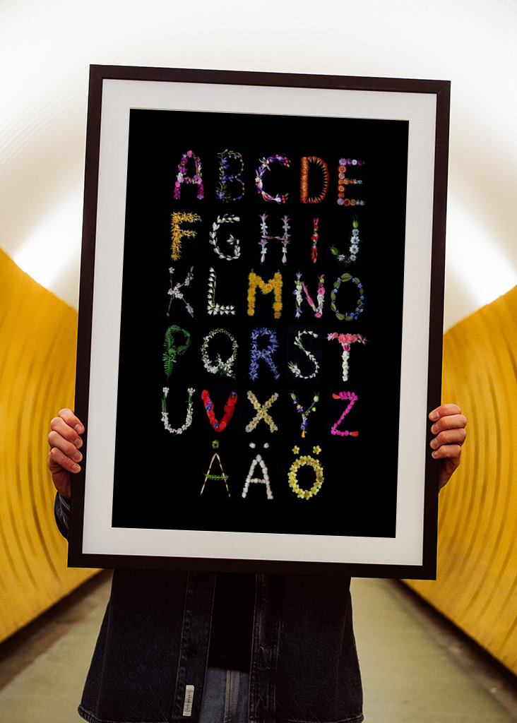 Alphabet created with flowers