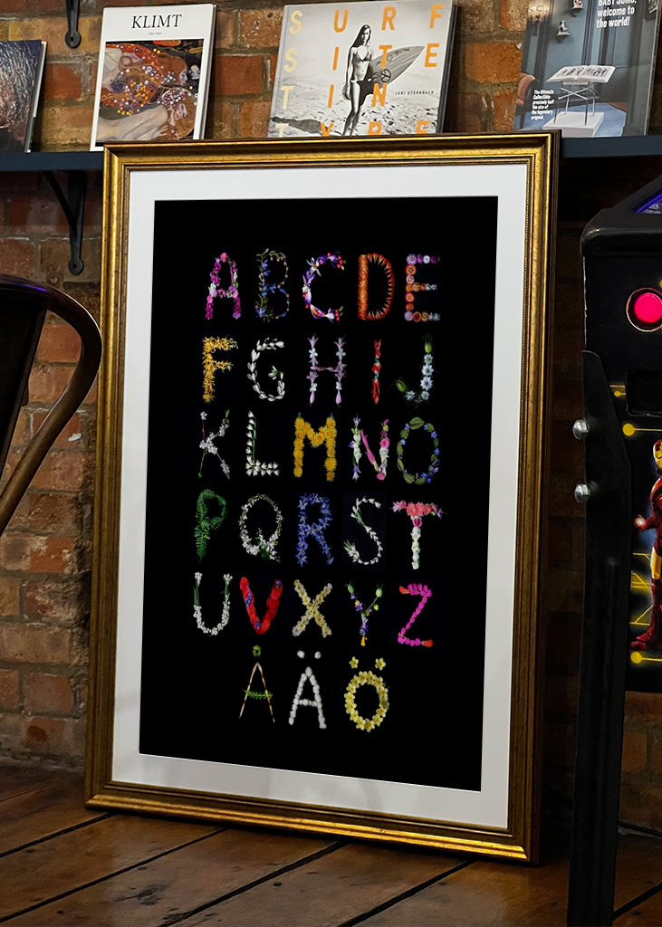 Alphabet created with flowers