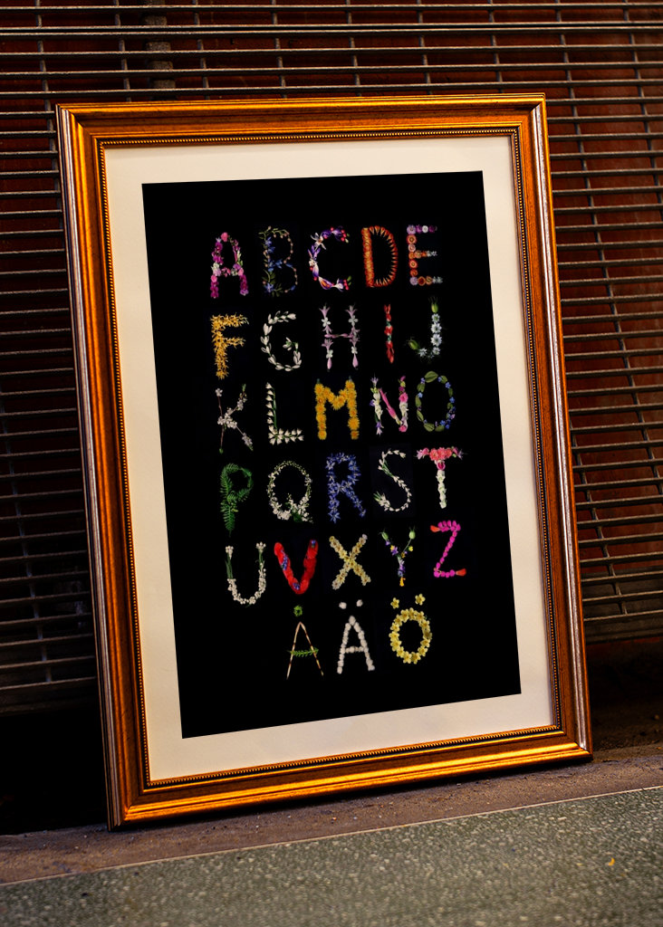 Alphabet created with flowers
